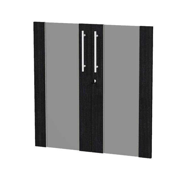 MD_74323 Coppia ante Prestige - per mobile basso - 80 x 77 cm - spessore 18 mm - vetro/melaminico - nero venato - immagine 1