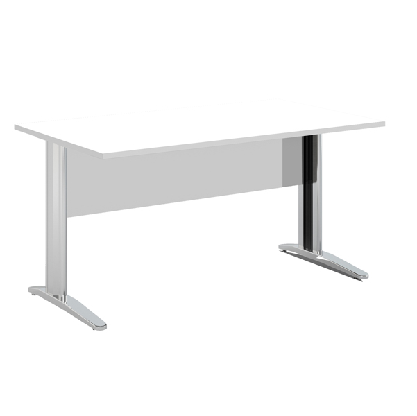 MD_74350 Scrivania lineare Easy - 160 x 80 x 72 cm - Bianco/grigio cromato - immagine 1