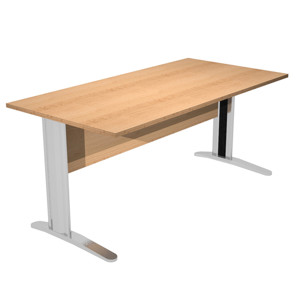 MD_74352 Scrivania lineare Easy - 160 x 80 x 72 cm - Faggio/grigio cromato - immagine 1