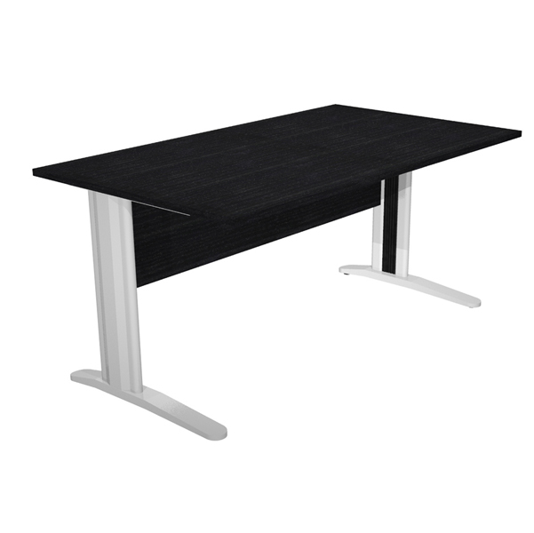 MD_74353 Scrivania lineare Easy - 160 x 80 x 72 cm - Nero venato/grigio cromato - immagine 1