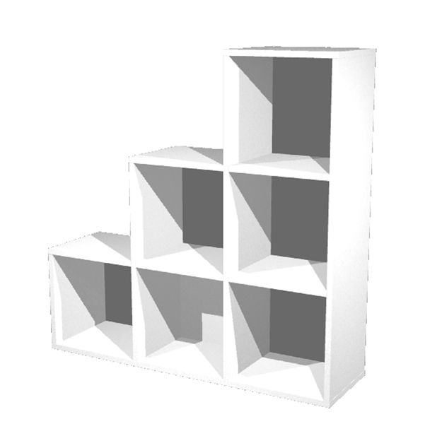 MD_74429 Libreria casellario Rainbow - 6 caselle a scalare - 104,1x29,2x103,9 cm - bianco - immagine 1