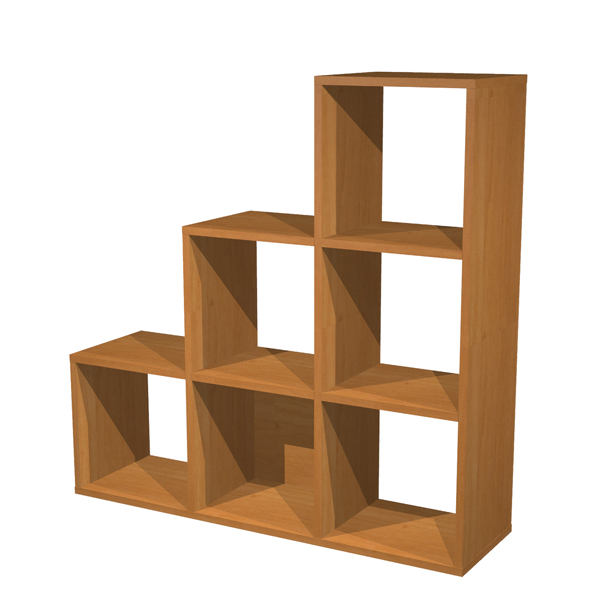 MD_74430 Libreria casellario Rainbow - 6 caselle a scalare - 104,1x29,2x103,9 cm - noce chiaro - immagine 1