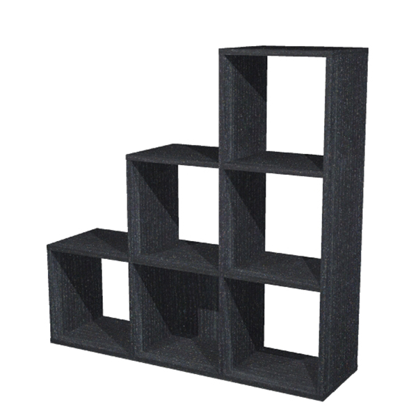 MD_74432 Libreria casellario Rainbow - 6 caselle a scalare - 104,1x29,2x103,9 cm - nero venato - immagine 1