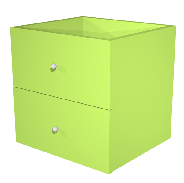 MD_74440 Cassettiera per casellario Rainbow - 2 cassetti - 32,5x28,8x32,5 cm - verde neon - immagine 1
