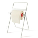 Porta bobina industriale - da terra - 40 x 44 x 80 cm - metallo verniciato - bianco - PerfettoFactory