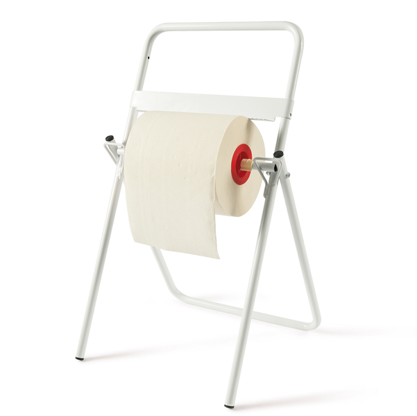 MD_76342 Porta bobina industriale - da terra - 40 x 44 x 80 cm - metallo verniciato - bianco - PerfettoFactory - immagine 1