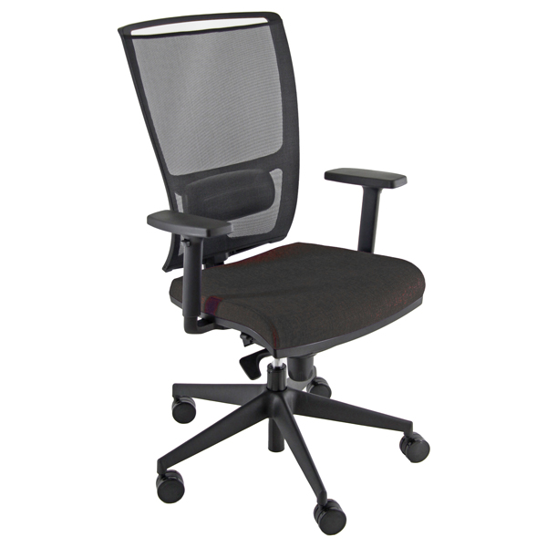MD_76654 Poltrona semidirezionale Zoea - con ruote e braccioli - schienale rete nero/seduta nero - Unisit - immagine 1