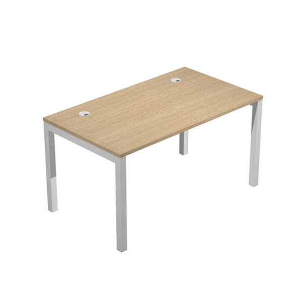 MD_76667 Scrivania singola Agorà - 140 x 80 x 74,6 cm - Rovere/grigio alluminio - immagine 1