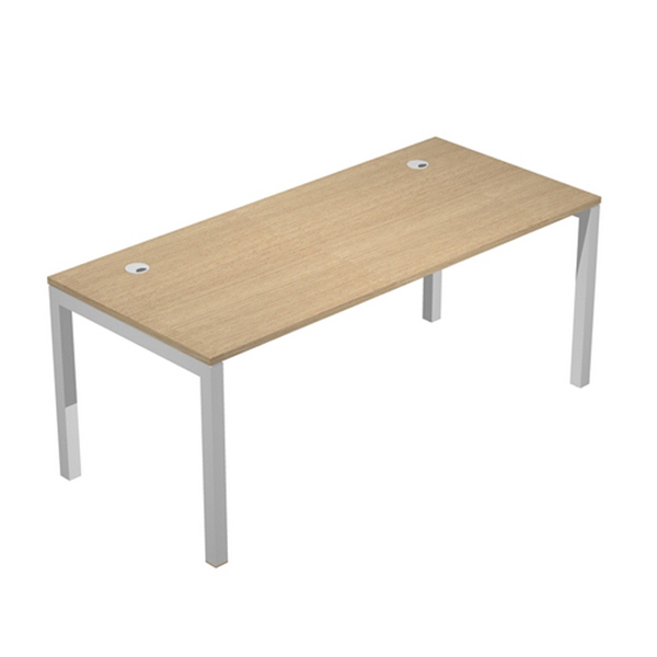MD_76669 Scrivania singola Agorà - 180 x 80 x 74,6 cm - Rovere/grigio alluminio - immagine 1