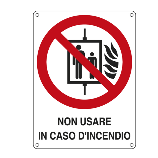 MD_76898 Cartello segnalatore - 11,5x16 cm - NON USARE IN CASO D'INCENDIO - alluminio - Cartelli Segnalatori - immagine 1