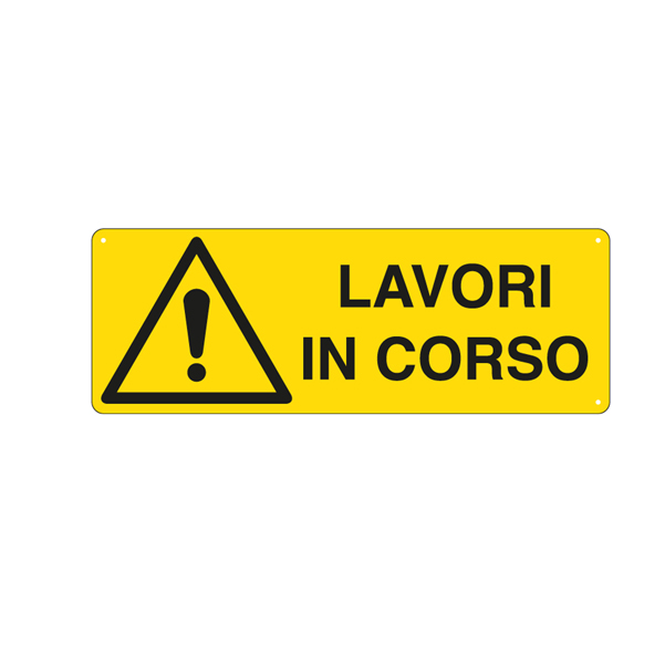MD_76904 Cartello segnalatore - 35x12,5 cm - LAVORI IN CORSO - alluminio - Cartelli Segnalatori - immagine 1