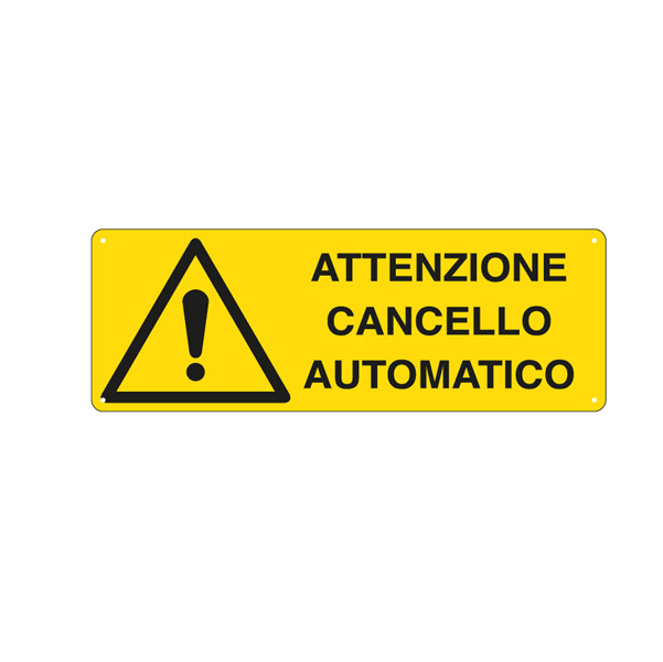 MD_76905 Cartello segnalatore - 35x12,5 cm - ATTENZIONE CANCELLO AUTOMATICO - alluminio - Cartelli Segnalatori - immagine 1