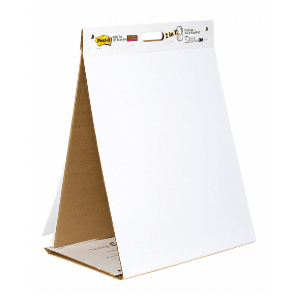MD_77092 Blocco/Lavagna da tavolo Super Sticky autoportante - 563DE - 58,4 x 50,8 cm - bianco - 20 fogli - Post-it - immagine 1