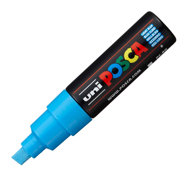MD_77231 Marcatore Uni Posca PC8K - punta a scalpello 8mm - azzurro - Uni Mitsubishi - immagine 1