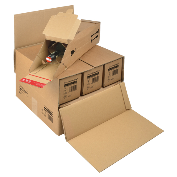 MD_77251 Scatola CP 181 - modulabile per 3/6 bottiglie - 37,5 x 36,5 x 25 cm - cartone - avana - ColomPac - immagine 1