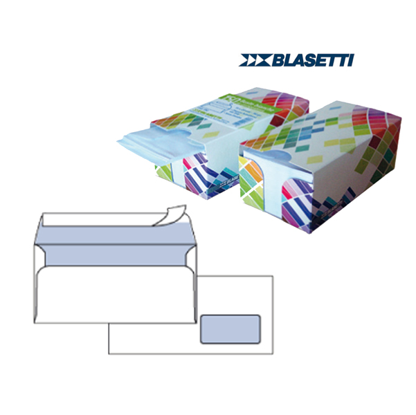 MD_77285 Busta Mailpack - con finestra - strip adesivo - 11 x 23 cm - 90 gr - bianco - Blasetti - dispenser 150 pezzi - immagine 1