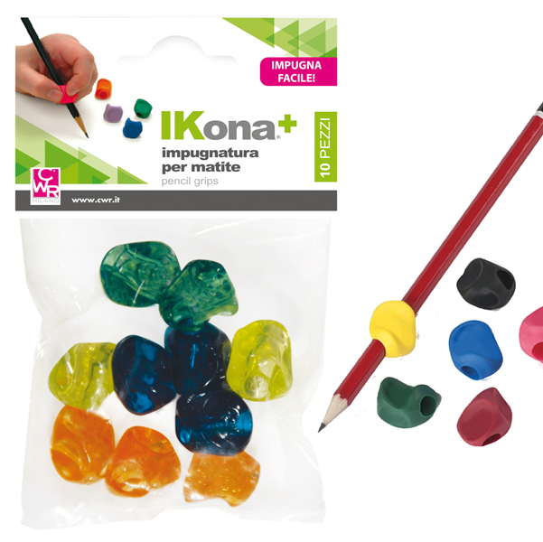 MD_79540 Impugnatura per matite - gomma - colori assortiti - IKona+ - conf. 10 pezzi - immagine 1