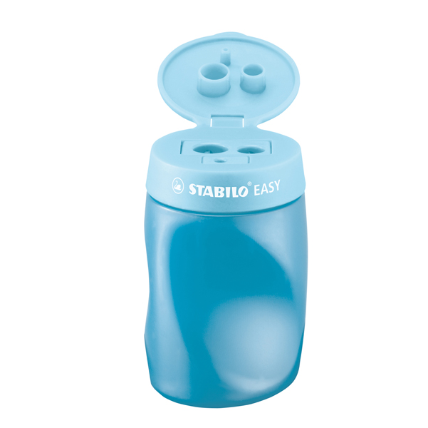 MD_79895 Temperamatite Easy con contenitore - 3 fori - ergonomico - blu - per mancini - Stabilo - immagine 1