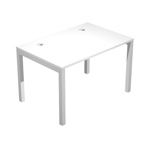 MD_79899 Scrivania singola Agorà - 120 x 80 x 74,6 cm - Bianco/grigio alluminio - immagine 1