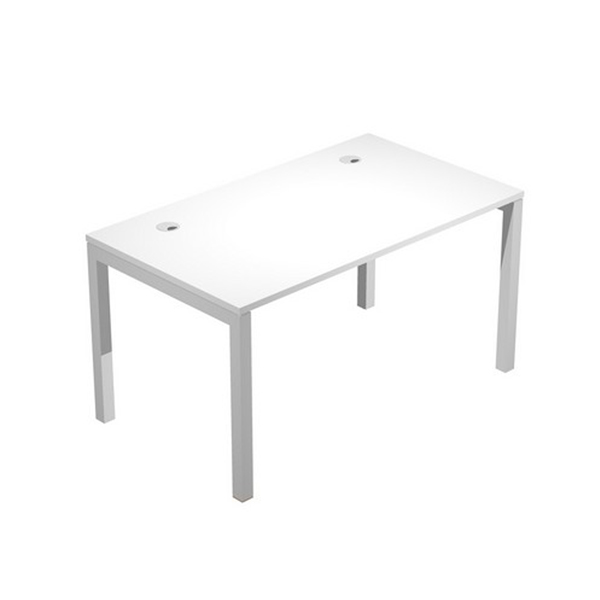 MD_79900 Scrivania singola Agorà - 140 x 80 x 74,6 cm - Bianco/grigio alluminio - immagine 1