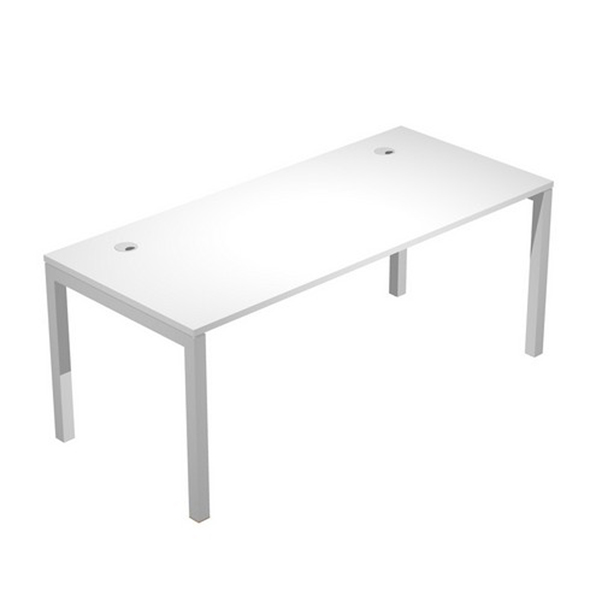 MD_79902 Scrivania singola Agorà - 180 x 80 x 74,6 cm - Bianco/grigio alluminio - immagine 1