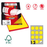 Etichette adesive R/310 - in carta - permanenti - tonde - diametro 60 mm - 12 et/fg - 100 fogli - giallo fluo - Markin