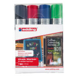 Marcatore a gesso liquido 4090 - punta scalpello - da 4 a 15mm - Edding - astuccio 4 pezzi