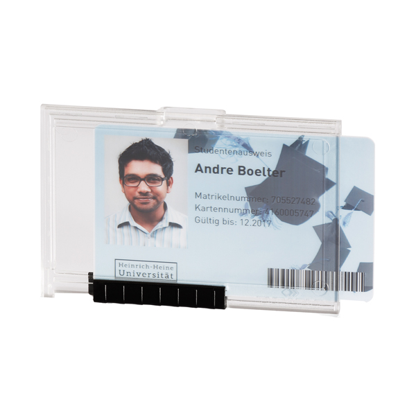 MD_80229 Portabadge PushBox Mono - 1 tessera inseribile - 5,4 x 8,7 cm - Durable - conf. 10 pezzi - immagine 1