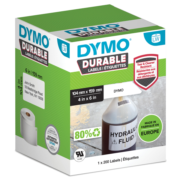 MD_80374 Rotolo 200 etichette LW Durable 1933086 - 104 x 159 mm - PP - bianco - Dymo - immagine 1