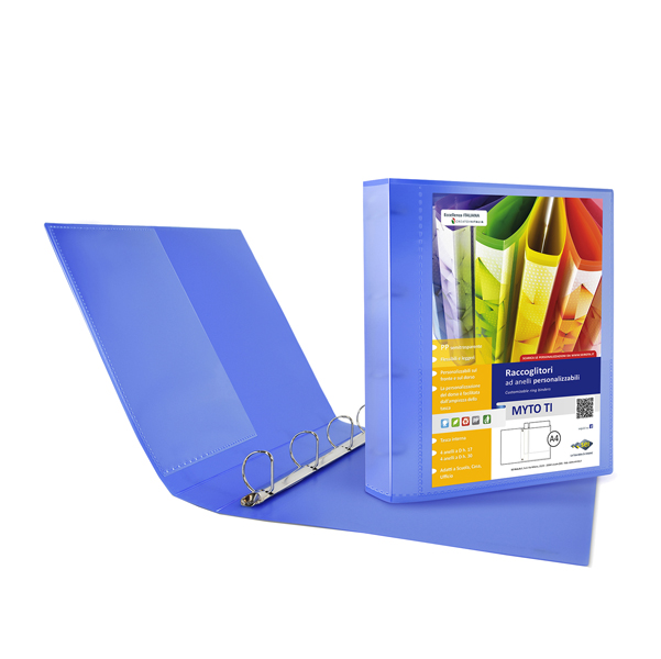 MD_80385 Raccoglitore personalizzabile Myto TI - 22 x 30 cm - 4 anelli a D 30 mm - dorso 4 cm - blu - Sei Rota - immagine 1