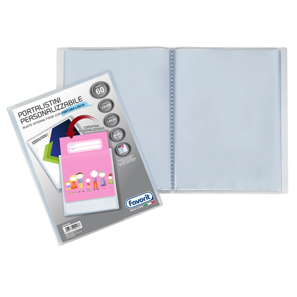 MD_80547 Portalistini personalizzabile Premium - liscio - 22x30 cm - 60 buste - trasparente - Favorit - immagine 1