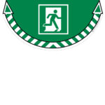 Adesivo segnalatore Take Care - da terra - "uscita di emergenza" - 70 x 35 cm - CEP