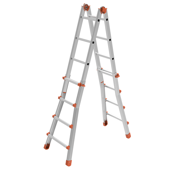 MD_80741 Scala telescopica Squadra - 8+8 gradini - alluminio - Marchetti - immagine 1