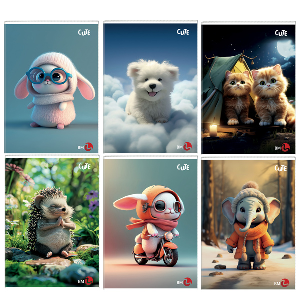 MD_81331 Maxiquaderno Cute fantasia - A4 - 5mm c/margine - 40+2 fogli - 80gr - BM - immagine 1