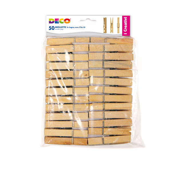 MD_82006 Molletta in legno - 72 x 10 mm - DECO - busta 50 pezzi - immagine 1