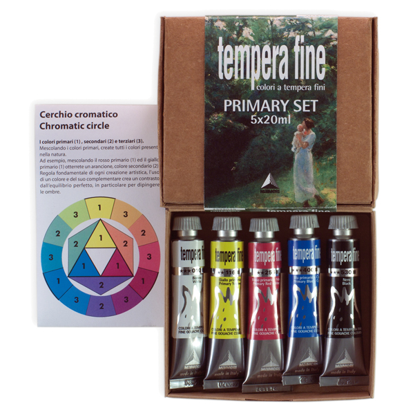 MD_82103 Tempera fine Primary Set - 20 ml - colori primari (nero, bianco inclusi) - Maimeri - set 5 pezzi - immagine 1