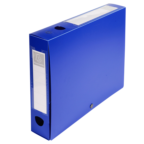 MD_82448 Scatola per archivio box - con bottone - 25 x 33 cm - dorso 6 cm - blu - Exacompta - immagine 1