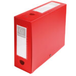 Scatola per archivio box - con bottone - 25 x 33 cm - dorso 10 cm - rosso - Exacompta