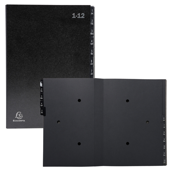 MD_82455 Classificatore numerico 1/12 Ordonator - 25x33 cm - nero - Exacompta - immagine 1