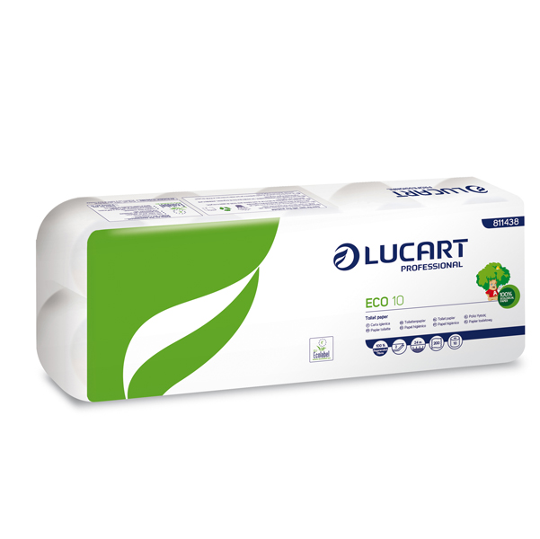 MD_82492 Carta igienica Eco - 200 strappi - 2 veli - 16,5 gr - diametro 11 cm - 9,8 cm x 24 mt - Lucart - pacco 10 rotoli - immagine 1