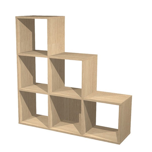 MD_82838 Libreria casellario Rainbow - 6 caselle a scalare - 104,1x29,2x103,9 cm - rovere - immagine 1