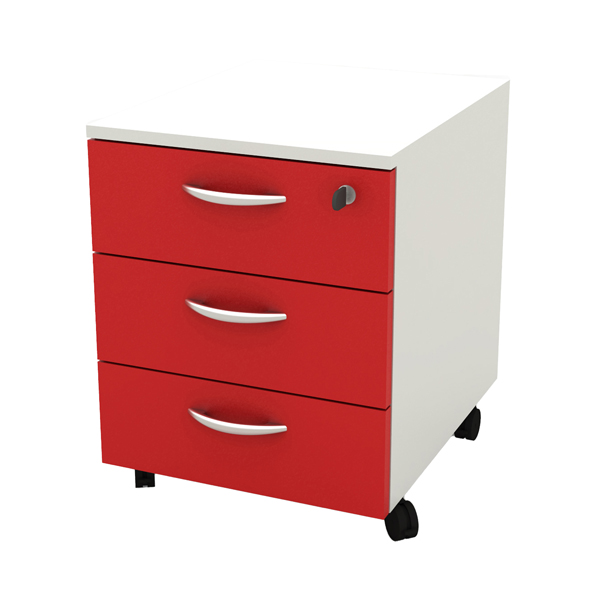 MD_82852 Cassettiera Rainbow - 3 cassetti - con ruote - 41 x 50 x 52,2 cm - bianco/rosso - immagine 1