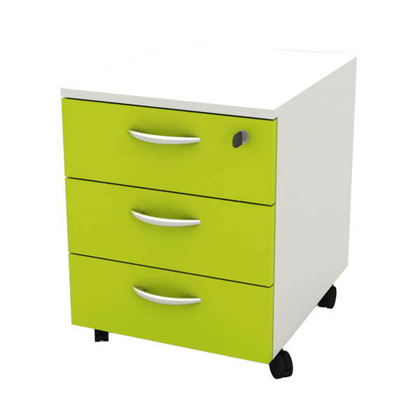 MD_82853 Cassettiera Rainbow - 3 cassetti - con ruote - 41 x 50 x 52,2 cm - bianco/verde - immagine 1