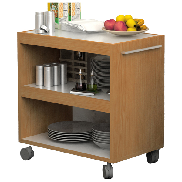 MD_82929 Carrello angolo Ristoro - su ruote - 70 x 43,8 x 73 cm - bianco/noce chiaro - immagine 1