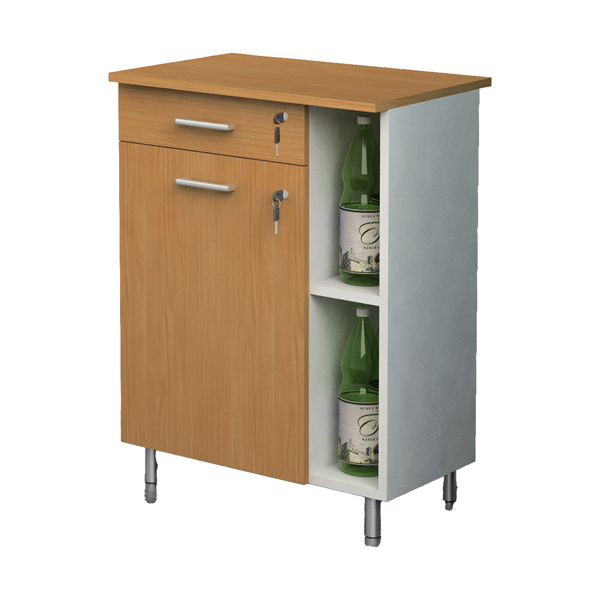 MD_82930 Mobile angolo Ristoro - punto caffè - 60 x 45 x 84 cm - bianco/noce chiaro - immagine 1