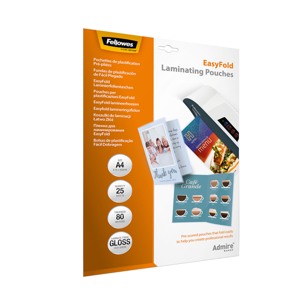 MD_82966 Pouches Admire Easyfold - A4 - cordonate - Fellowes - scatola 25 pezzi - immagine 1