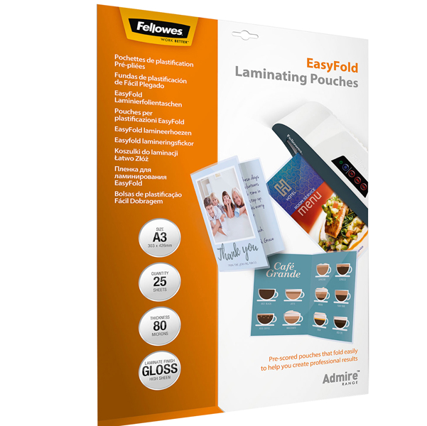 MD_82967 Pouches Admire Easyfold - A3 - cordonate - Fellowes - scatola 25 pezzi - immagine 1
