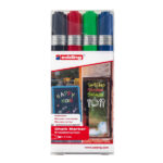 Marcatore a gesso liquido 4095 - punta tonda - da 2 a 3mm - colori assortiti - Edding - astuccio 4 pezzi