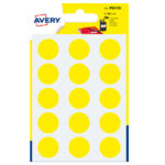 Etichette adesive tonde PSA - in carta - permanenti - diametro 19 mm - 15 et/fg - 6 fogli - giallo - Avery