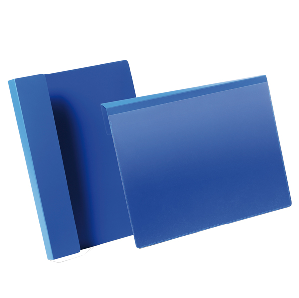 MD_83504 Buste identificative - con aletta pieghevole - A4 orizzontale - blu - Durable - conf. 50 pezzi - immagine 1